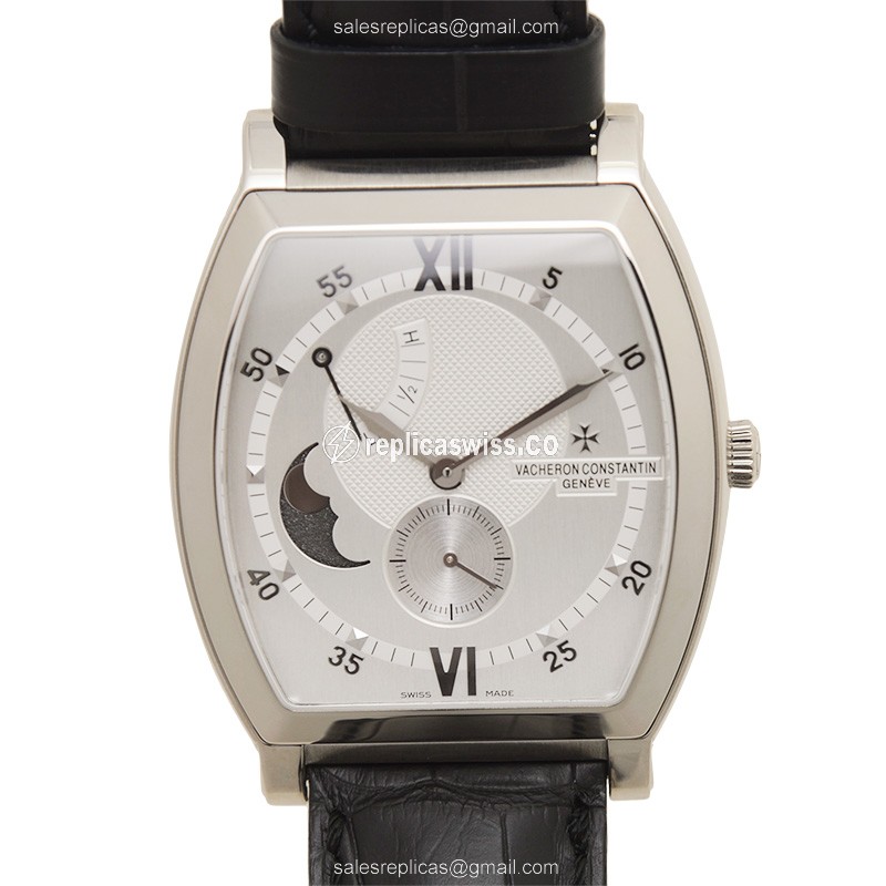 Vacheron Constantin Replica - 83080/000G-9408 - Manual Wind - 18kt White Gold - Silver Dial - Black Alligator Strap - Luxury Replica MALTE Watch