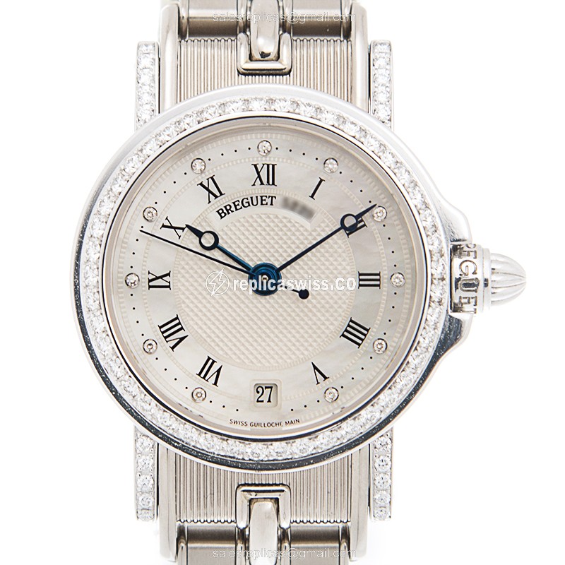 Breguet Marine Replica - Automatic - White Gold - Diamond Dial - Silver Clasp - Luxury Replica MARINE Watch