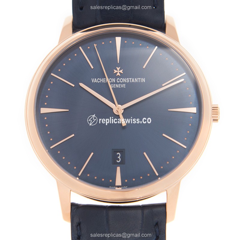 Vacheron Constantin 85180/000R-B515 PATRIMONY TRADITIONELLE - Automatic - 18kt Rose Gold - Blue Dial - Alligator Blue Strap