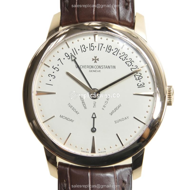 Vacheron Constantin Patrimony Traditionnelle 86020/000R-9239 - Automatic 18kt Rose Gold - White Dial - Brown Alligator Strap