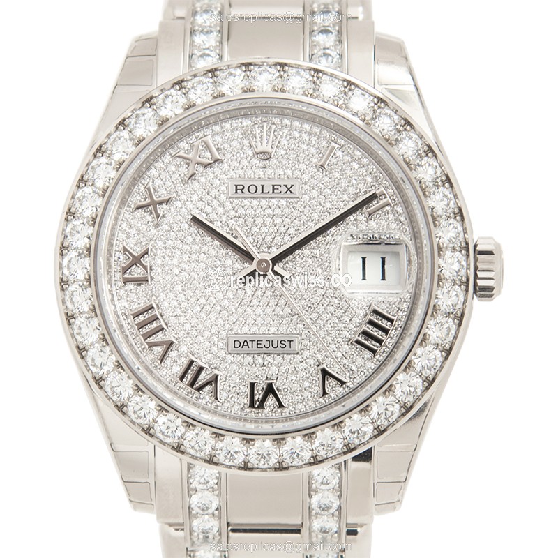 Rolex Lady Datejust Replica - Automatic - White Gold Case - Diamond Dial - Silver Clasp