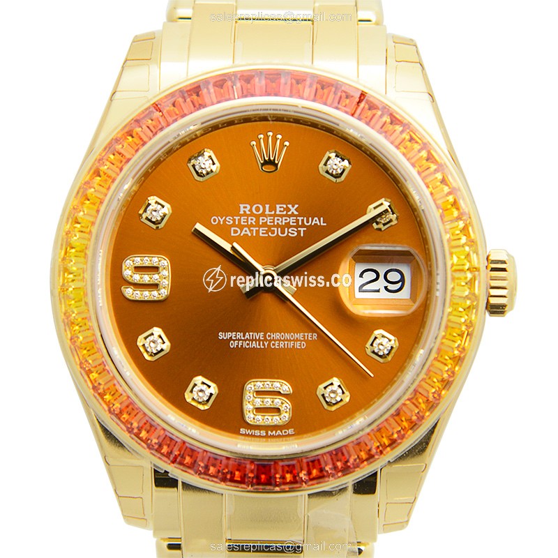 Rolex Datejust Replica - Automatic - 18kt Gold - Diamond - Gold Dial - Gold Clasp - Luxury Replica DATEJUST Watch