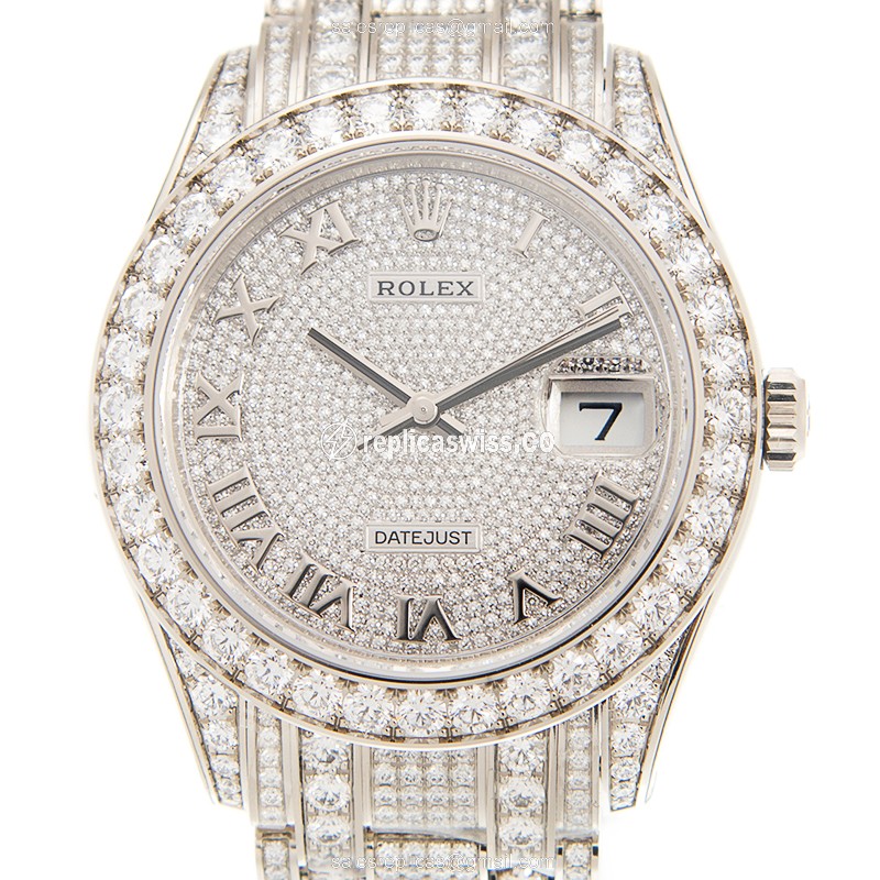 Rolex DATEJUST Replica | Automatic | 18kt White Gold | Diamond Case | Silver Dial