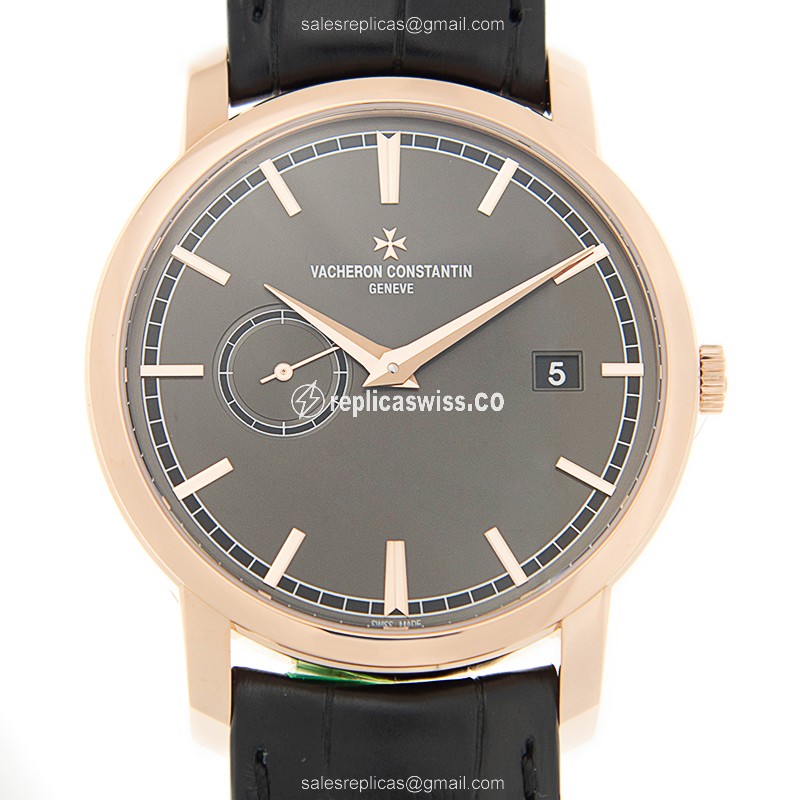 Vacheron Constantin 87172/000R-B403 - Automatic - 18kt Rose Gold - Black Dial - Alligator Black Strap