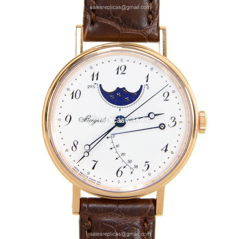 Breguet 8787BR/29/986 Classic - Automatic - 18kt Rose Gold - White Dial - Brown Alligator Strap
