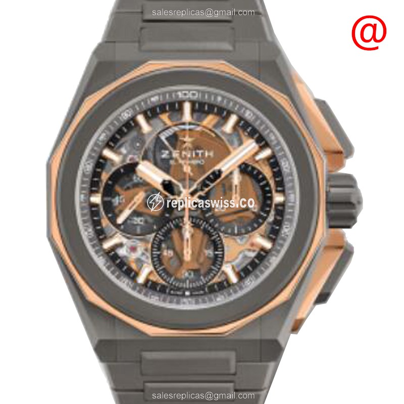 Zenith DEFY Replica - Automatic - Rose Gold - Titanium - Grey Strap
