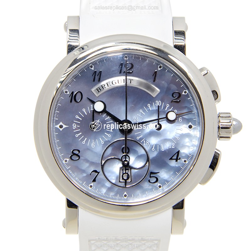 Breguet 8827ST/59/586 MARINE - Automatic - Steel Case - Blue Dial - White Rubber Strap