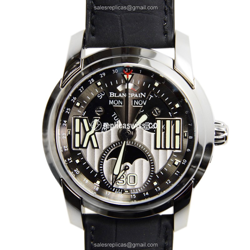 Blancpain 8866-1134-53B Replica - Automatic - Steel Case - Gray Dial - Black Alligator Strap - Luxury Replica L-EVOLUTION Watch