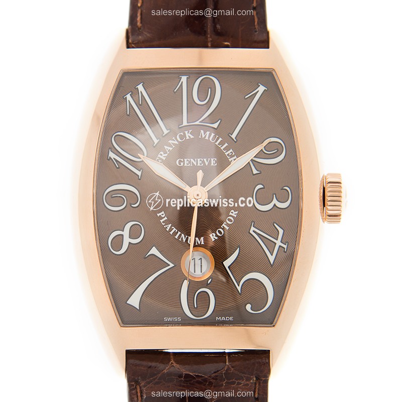 Franck Muller 8880 B SC DT AC Replica - Automatic - 18kt Rose Gold - Brown Dial, Alligator Strap