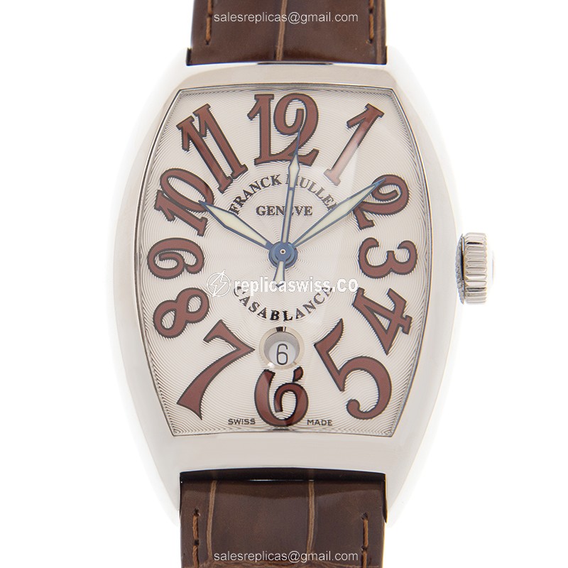 Franck Muller 8880 C DT Automatic Steel Silver Dial Brown Leather Buckle Sapphire Crystal - Luxury Franck Muller Watch