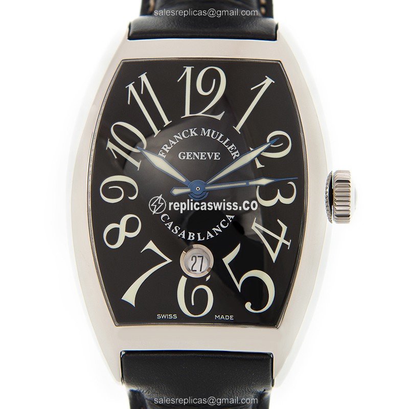 Franck Muller 8880 C DT CASA BLANCA AC - Automatic - Steel Case - Black Dial on Black Alligator Strap - Luxury Replica CINTREE CURVEX Watch