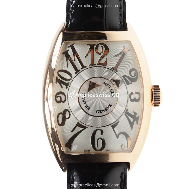 Franck Muller 8880 DM Replica - Automatic - Rose Gold Case - Silver Dial - Black Alligator Strap - Luxury Replica MASTER OF COMPLICATION Watch