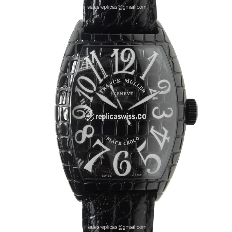 Franck Muller 8880 SC BLK CRO AC Master Comp Replica - Automatic - Steel - Black Dial - Leather Strap - Luxury Replica MASTER OF COMPLICATION Watch