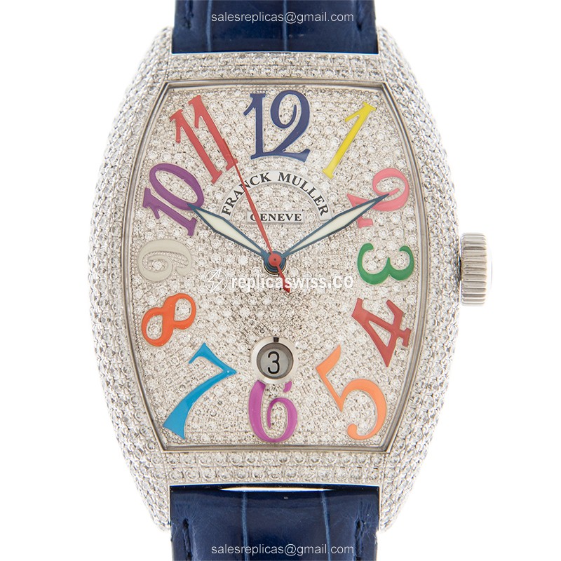 Franck Muller 8880 SC DT D6 CD COL DRM(OG)-BL COLOR DREAMS Automatic 18kt White Gold & Diamond - Luxury Replica COLOR DREAMS Watch
