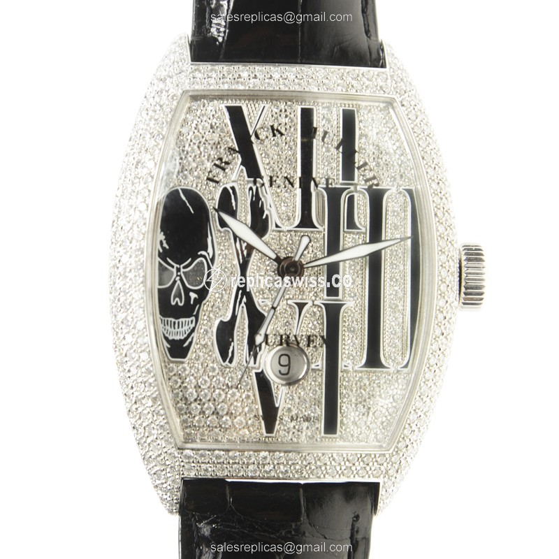 Franck Muller 8880 SC DT GOTH D CD OG - Automatic, 18kt White Gold, Diamond, Silver Dial, Buckle Clasp