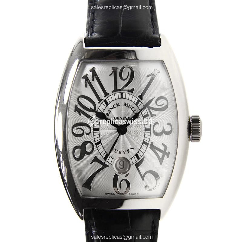 Franck Muller 8880 SC DT REL OG Replica - Automatic - 18kt White Gold - Silver Dial - Black Alligator Buckle - Luxury Replica MASTER OF COMPLICATION Watch