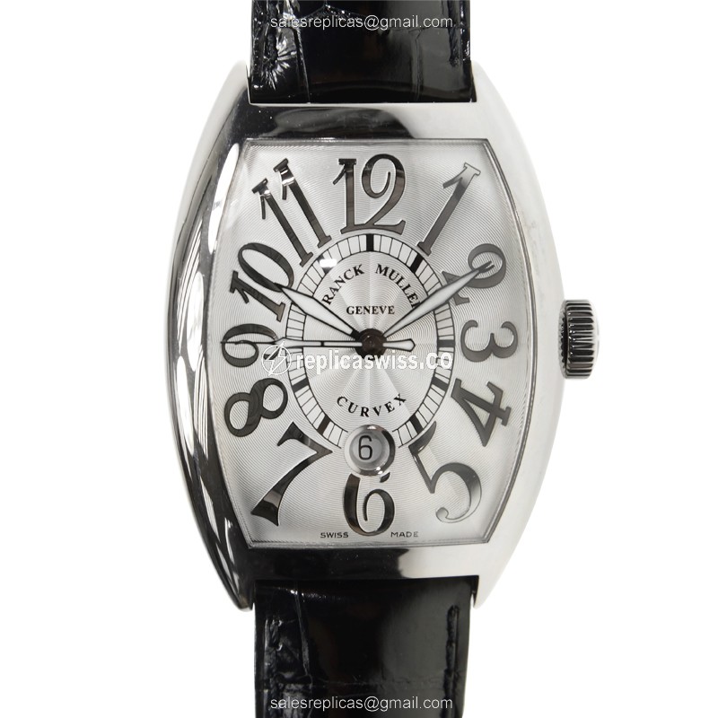 Franck Muller 8880 SC REL Replica - Automatic - 18kt Gold Case - Silver Dial on Black Alligator Strap