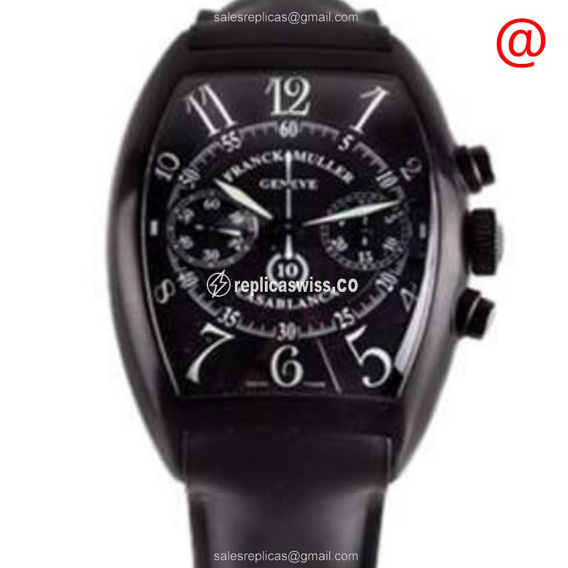 Franck Muller 8885 C CC DT NR TRACNR Casablanca Automatic Titanium Watch - Black Dial, Rubber Strap, Buckle Clasp