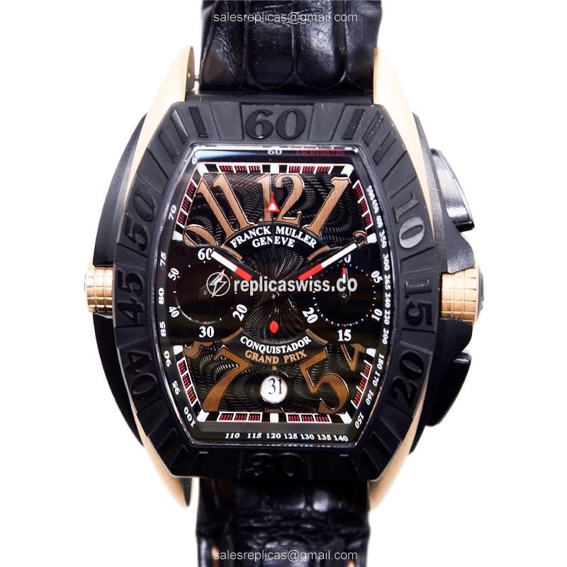 Franck Muller Conquistador GPG - Automatic - Titanium Case - Black Dial - Alligator Black Buckle