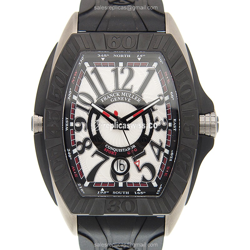 Franck Muller Conquistador Replica - Stainless Steel - Automatic - Silver Dial on Black Alligator Strap