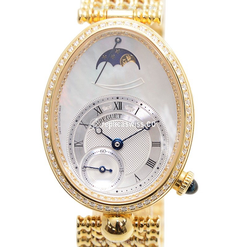 Breguet Reine De Naples Replica - Automatic - 18kt Gold - Diamond - White Dial - Luxury Replica REINE DE NAPLES Watch