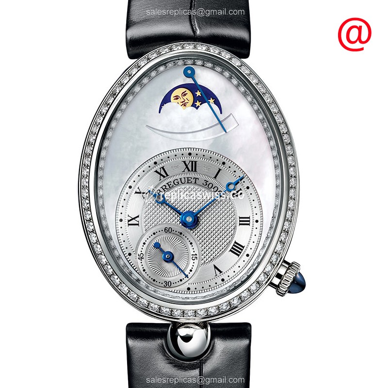 Breguet Reine de Naples Replica - Automatic - White Gold - Diamond Dial - Black Alligator Buckle - Luxury Replica REINE DE NAPLES Watch