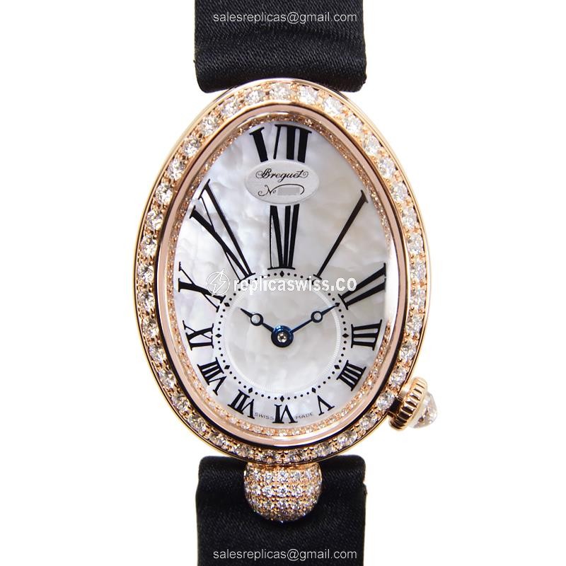 Breguet REINE DE NAPLES Replica - Automatic 18kt Rose Gold - White Dial, Diamond - Luxury Replica REINE DE NAPLES Watch