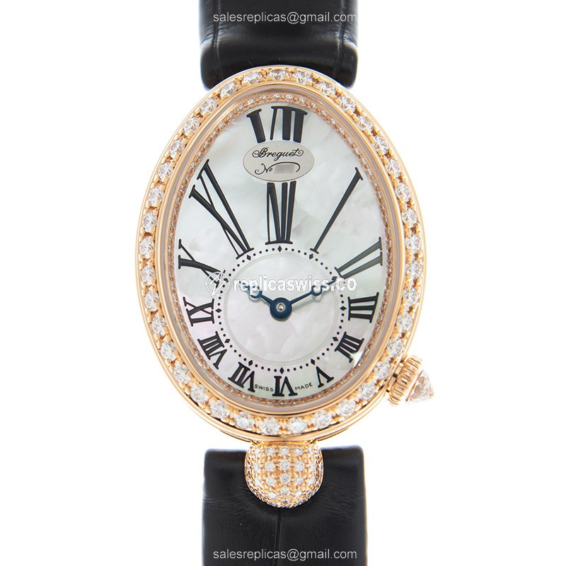 Breguet Reine de Naples Replica - Automatic - 18kt Rose Gold & Steel - White Dial - Leather Strap - Luxury Replica REINE DE NAPLES Watch
