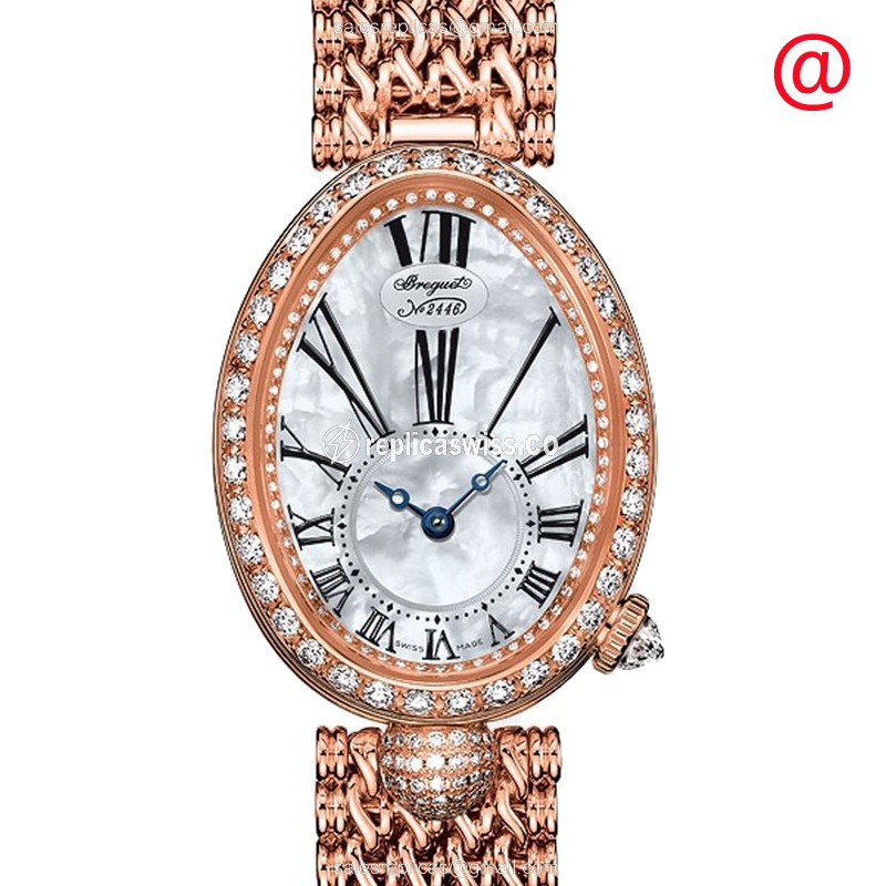 Breguet 8928BR/51 Replica - Automatic - 18kt Rose Gold - Diamond Dial - White - Gold Clasp - Luxury Replica REINE DE NAPLES Watch