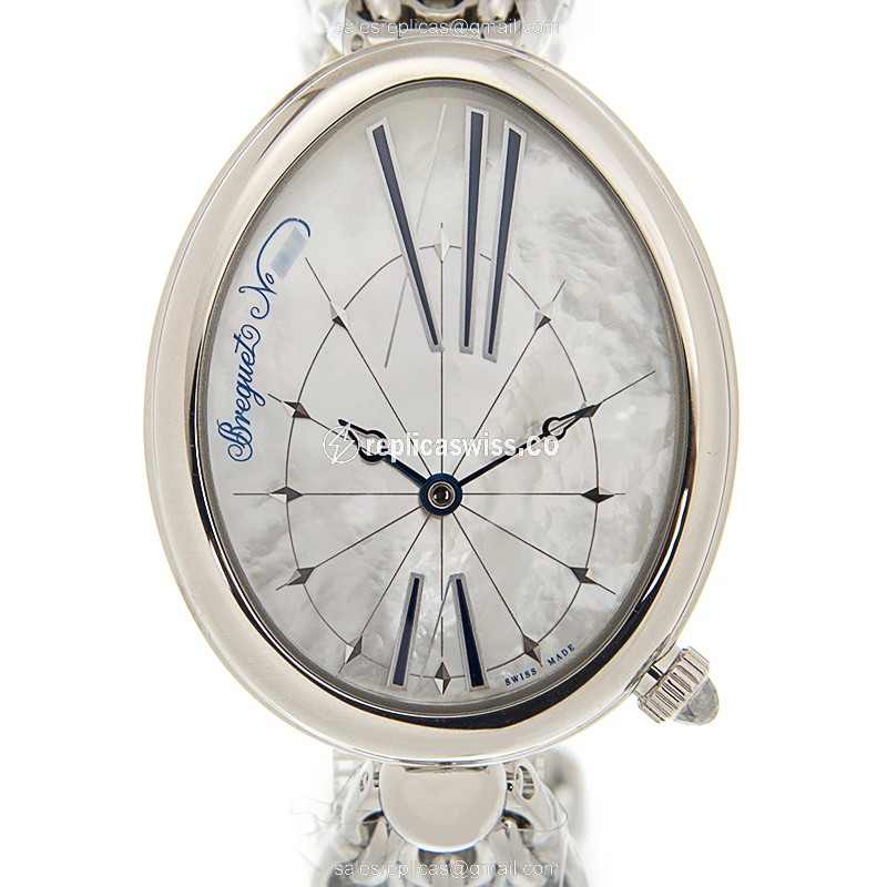 Breguet Reine de Naples Replica - Automatic - Stainless Steel Case - White Dial - Silver Steel Strap - Luxury Replica REINE DE NAPLES Watch