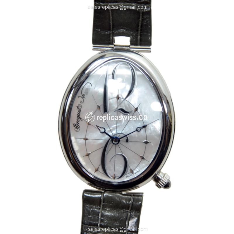 Breguet REINE DE NAPLES Replica - Automatic - Stainless Steel - White Dial - Black Alligator Strap