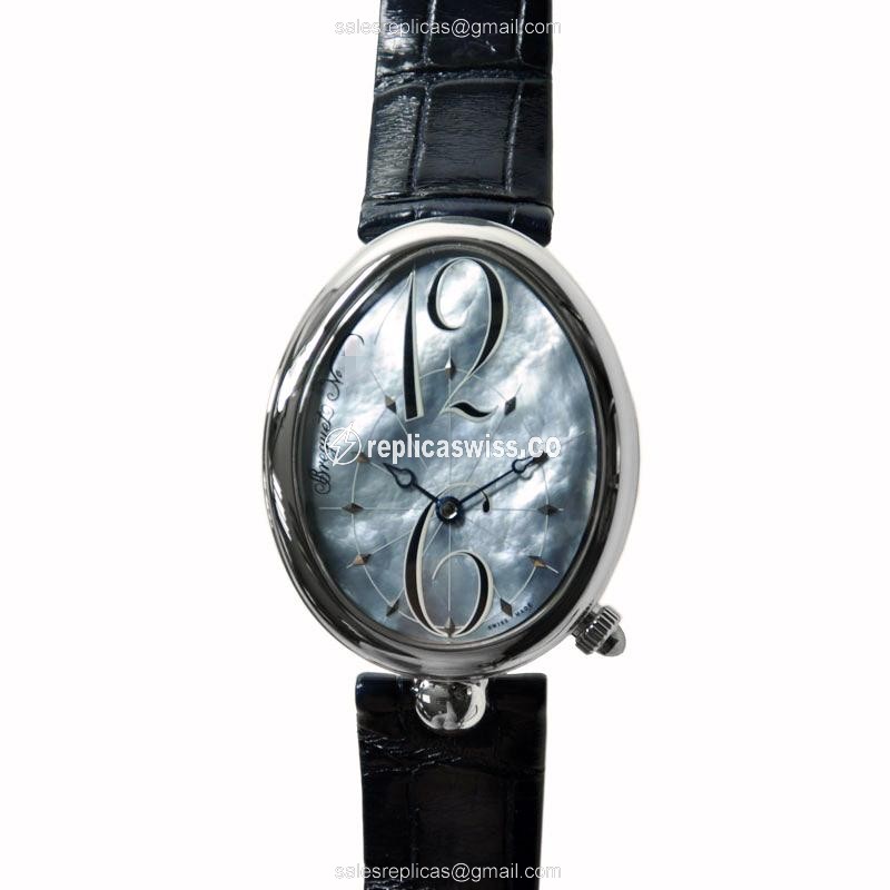 Breguet REINE DE NAPLES Replica - Automatic - White Dial - Blue Alligator Strap - Stainless Steel Clasp - Luxury Replica REINE DE NAPLES Watch