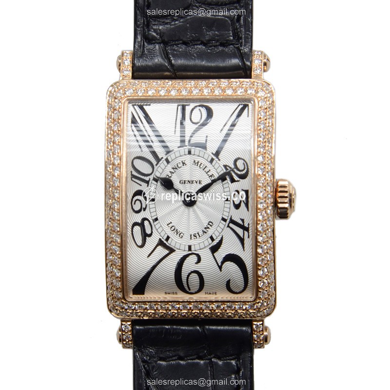 Franck Muller 902 QZ D Long Island Quartz 18kt Rose Gold Buckle Leather Black - Luxury Replica LONG ISLAND Watch