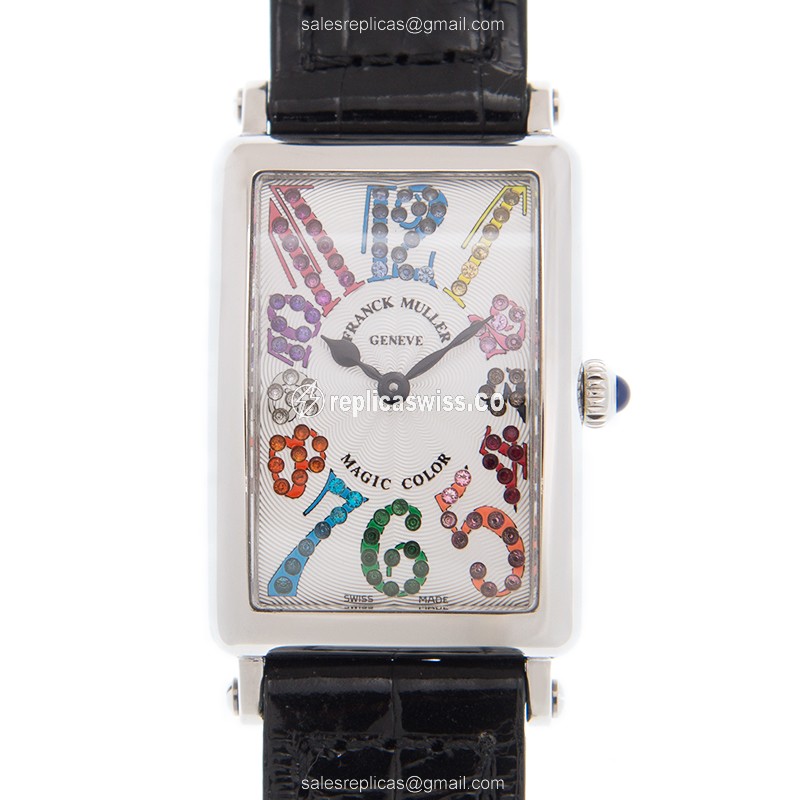 Franck Muller 902 QZ MAG COL AC LONG ISLAND Replica - Quartz - Steel Case - White Dial - Black Alligator Strap - Luxury Replica LONG ISLAND Watch
