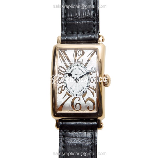 Franck Muller 902 QZ REL Replica - Quartz - 18kt Rose Gold - Silver Dial - Leather Strap