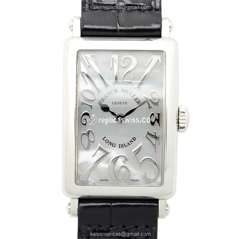 Franck Muller LONG ISLAND Quartz Steel - White Dial - Black Alligator Strap Buckle