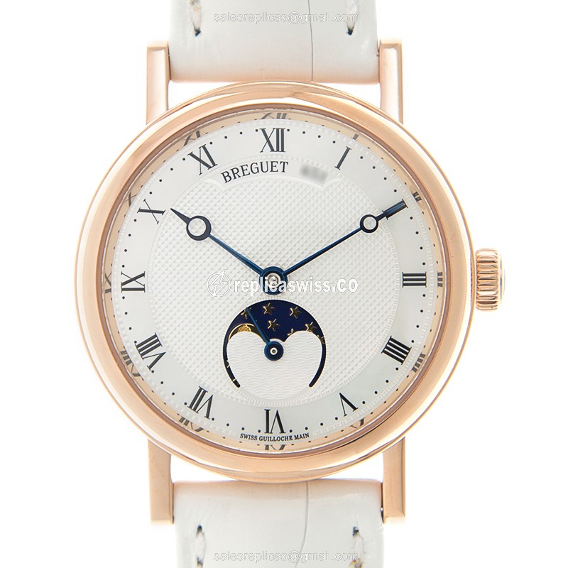 Breguet 9087BR/52/964 Classic - Automatic - 18kt Rose Gold - Silver Dial - White Alligator Strap