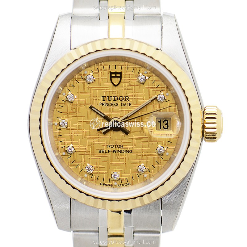 Tudor Princess Date Replica - Automatic - Gold - Steel Case & Strap - 92413-62433-10DI-CHCL - Luxury Replica PRINCESS DATE Watch