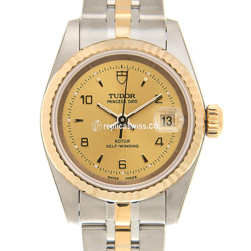 Tudor Princess Date Replica - Automatic - Gold & Steel - 18kt - Gold Dial - Luxury Replica PRINCESS DATE Watch