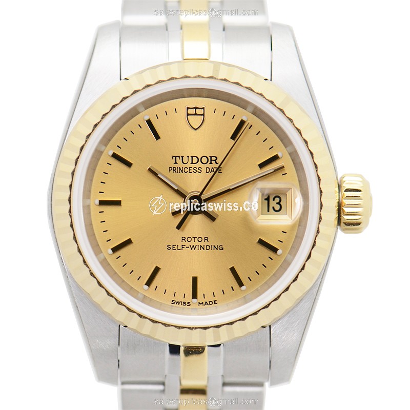 Tudor Princess Date Replica - Automatic - 18kt Gold & Steel Case - Gold Dial - Luxury Replica PRINCESS DATE Watch