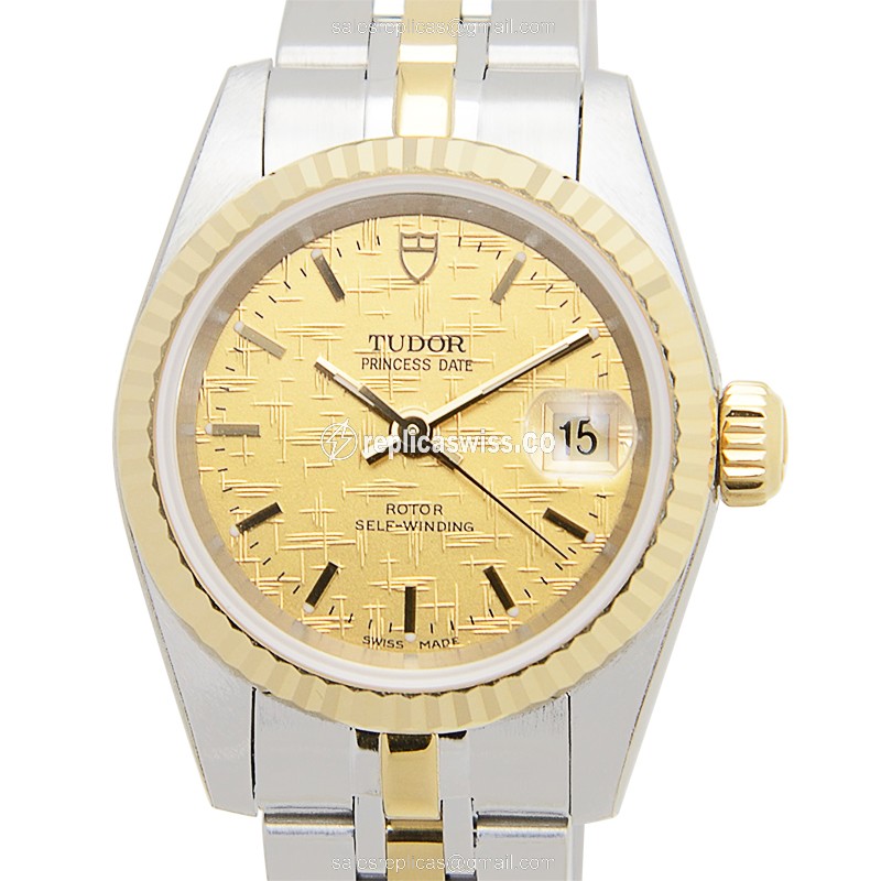 Tudor Princess Date Replica - Automatic 18kt Gold Case - Gold Dial - Steel Strap - Luxury Replica PRINCESS DATE Watch