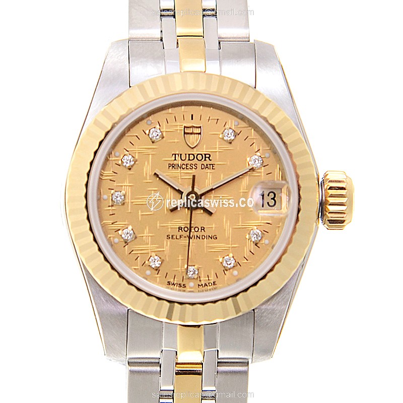 Tudor Princess Date Replica - Automatic - Gold & Steel - Gold Dial - Luxury Replica PRINCESS DATE Watch