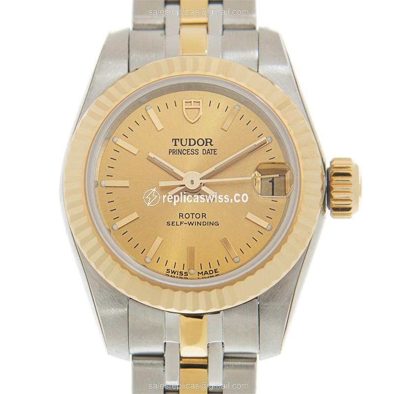 18kt Tudor Princess Date Replica - Automatic - Gold & Steel Case - Gold Strap - Luxury Replica PRINCESS DATE Watch