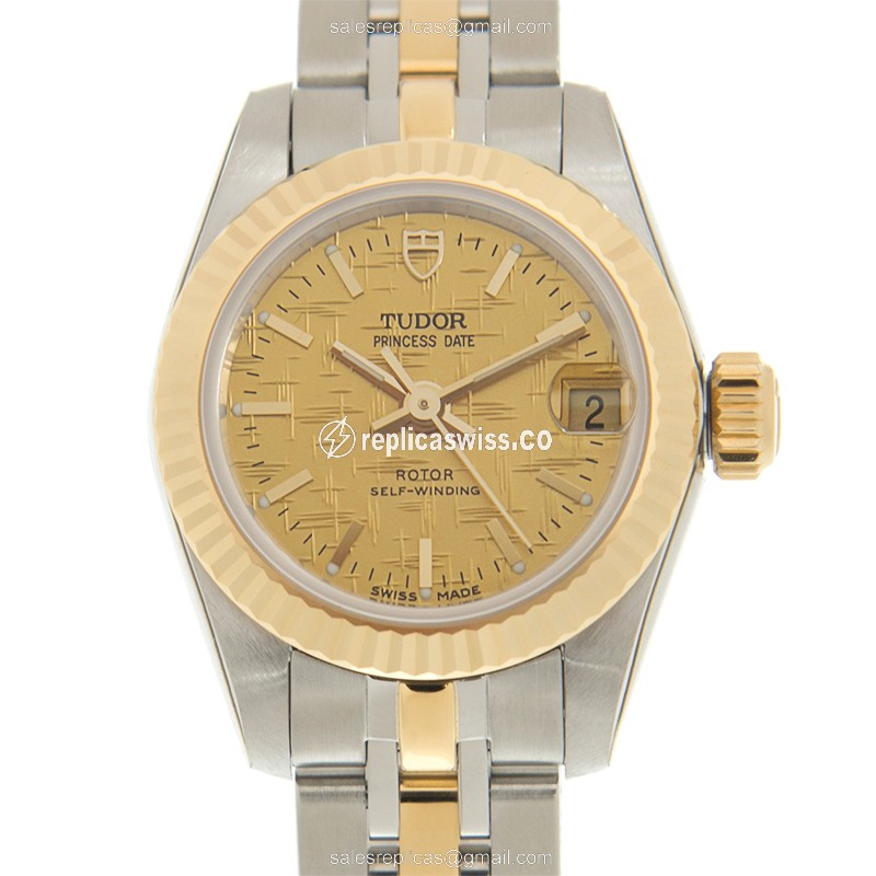 Tudor Princess Date Replica Watch - Gold & Steel - Gold Dial - Luxury Replica PRINCESS DATE Watch