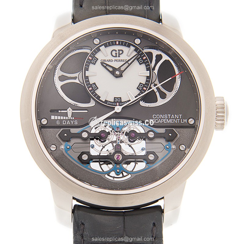 Girard Perregaux BRIDGES Replica - Manual - 18kt Gold - Gray Dial - Black Alligator Strap