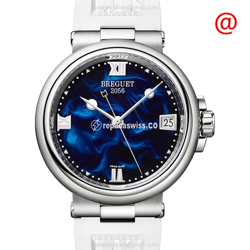 Breguet 9517ST/E2/584 MARINE - Automatic - Steel Case - Blue Dial - White Rubber Strap - Luxury Replica MARINE Watch