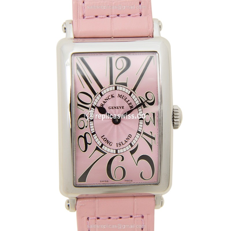 Franck Muller 952 QZ Long Island Quartz Steel Pink Dial Buckle Pink Alligator Strap - Luxury Replica LONG ISLAND Watch
