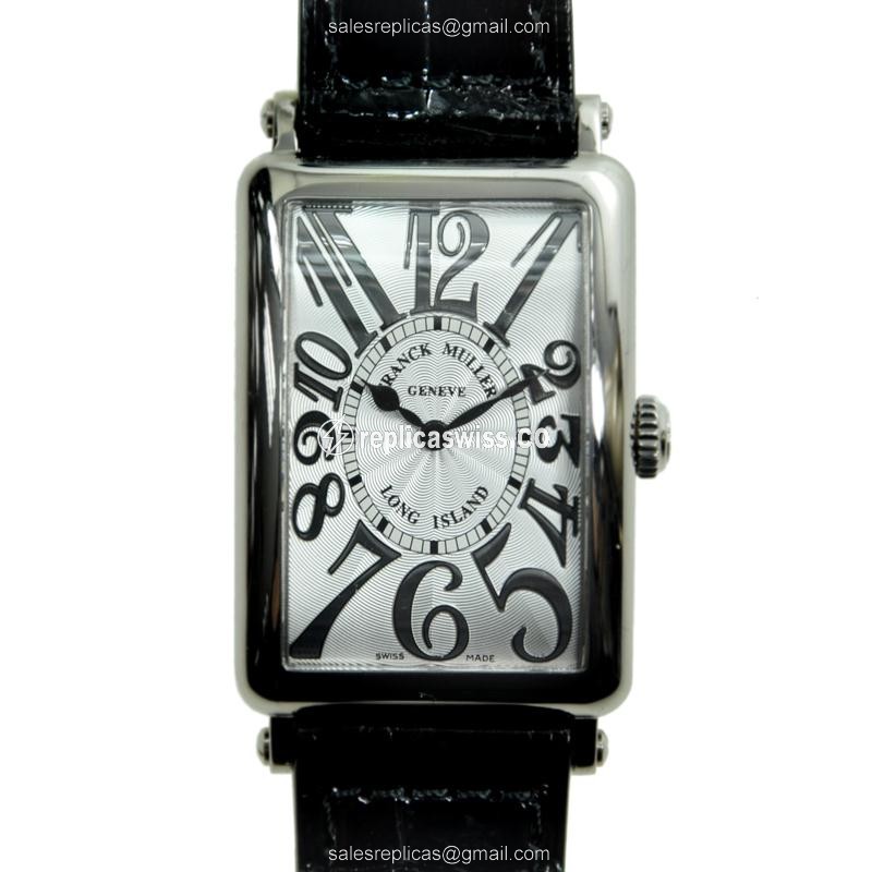 Franck Muller 952 QZ Replica - Quartz - 18kt White Gold - Silver Dial, Black Alligator Strap