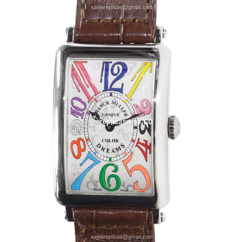 Franck Muller 952 QZ COL DRM - Quartz - 18kt White Gold - White Dial - Brown Alligator Buckle
