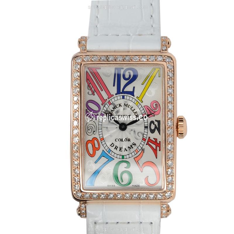 Franck Muller 952 QZ COL DRM D 1R Replica - Quartz - 18kt Rose Gold - Diamonds, Silver Dial - Buckle Clasp
